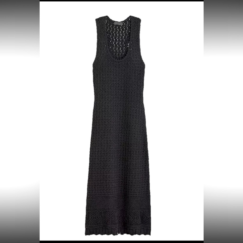 J. Crew Limited Edition Crochet Maxi Sweater Dress Black Size S Knee Length